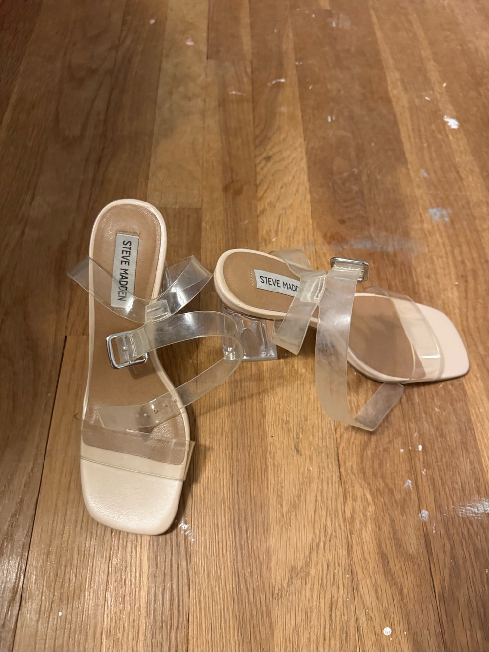 Steve Madden Clear-Strap Mules with Nude Footbed